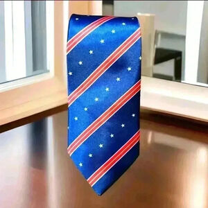 RED, WHITE, BLUE, STARS & STRIPE SILK TIE America
